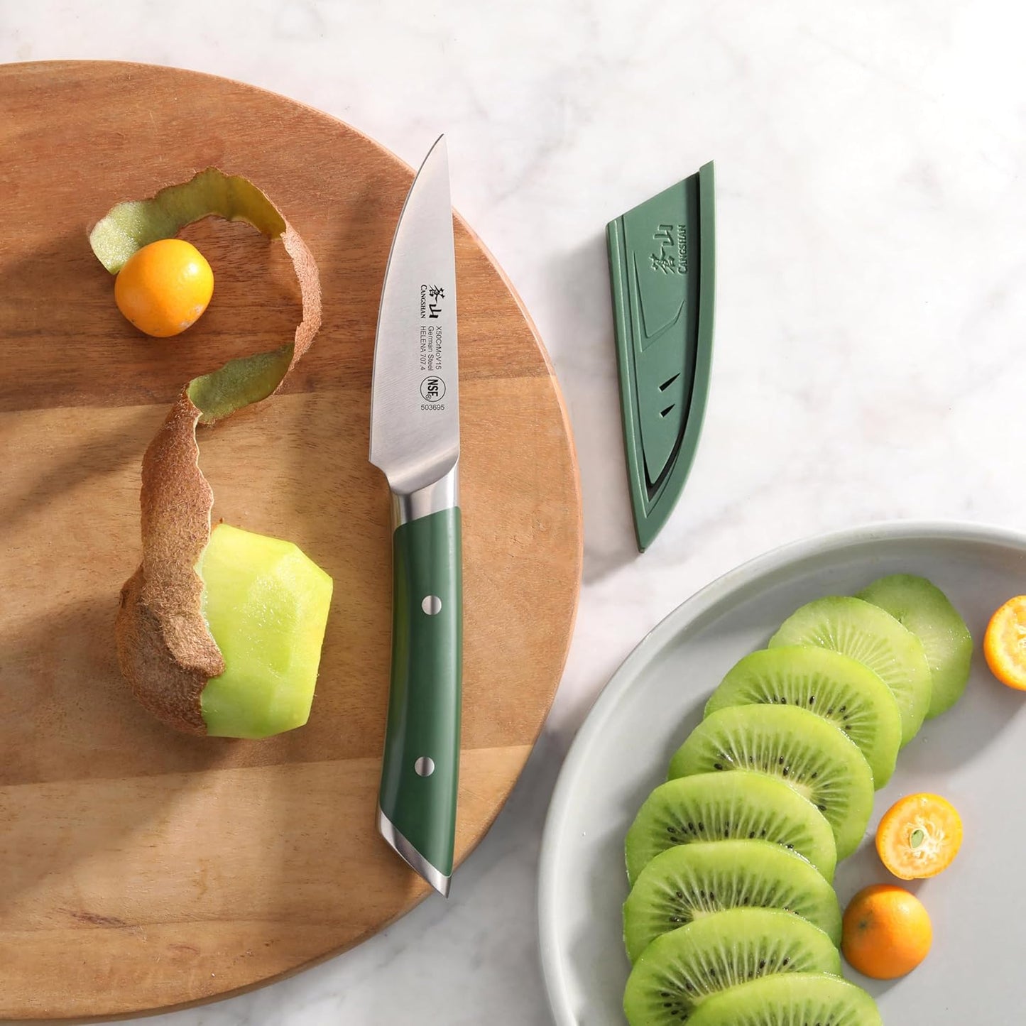Cangshan HELENA Series German Steel Forged 3.5" Paring Knife with Sheath (Green)