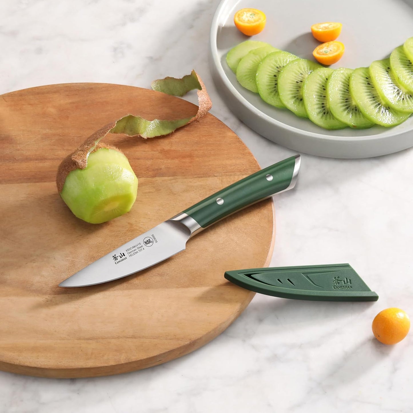 Cangshan HELENA Series German Steel Forged 3.5" Paring Knife with Sheath (Green)
