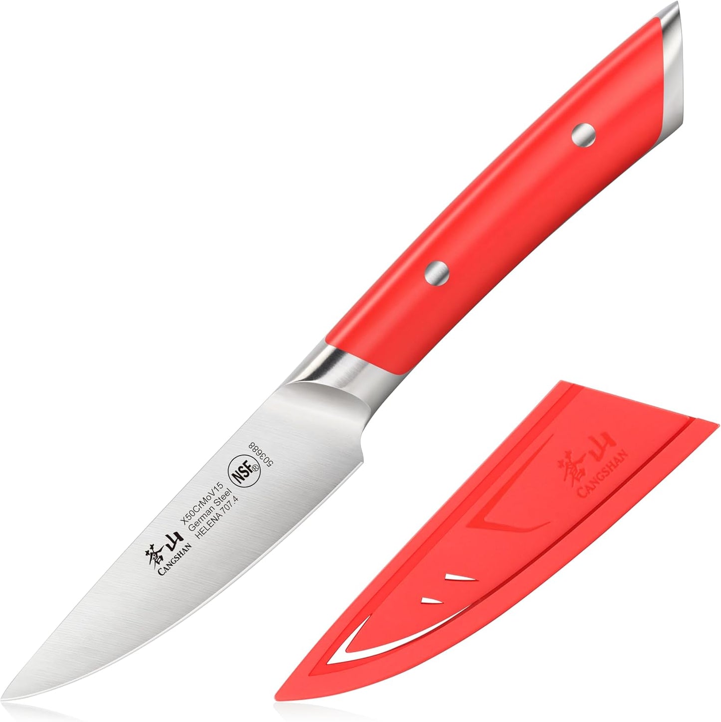 Cangshan HELENA Series German Steel Forged 3.5" Paring Knife with Sheath (Green)