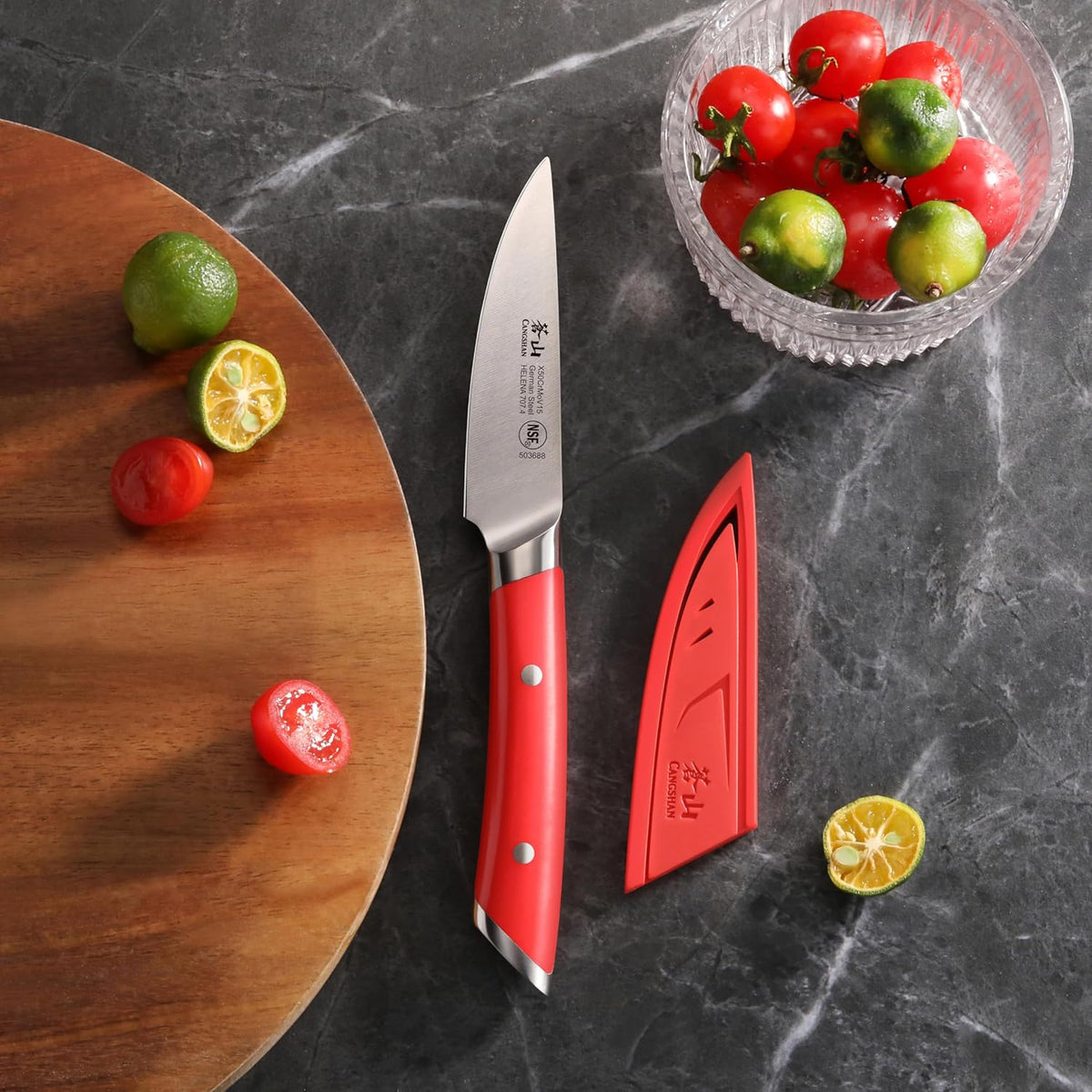 Cangshan HELENA Series German Steel Forged 3.5" Paring Knife with Sheath (Green)