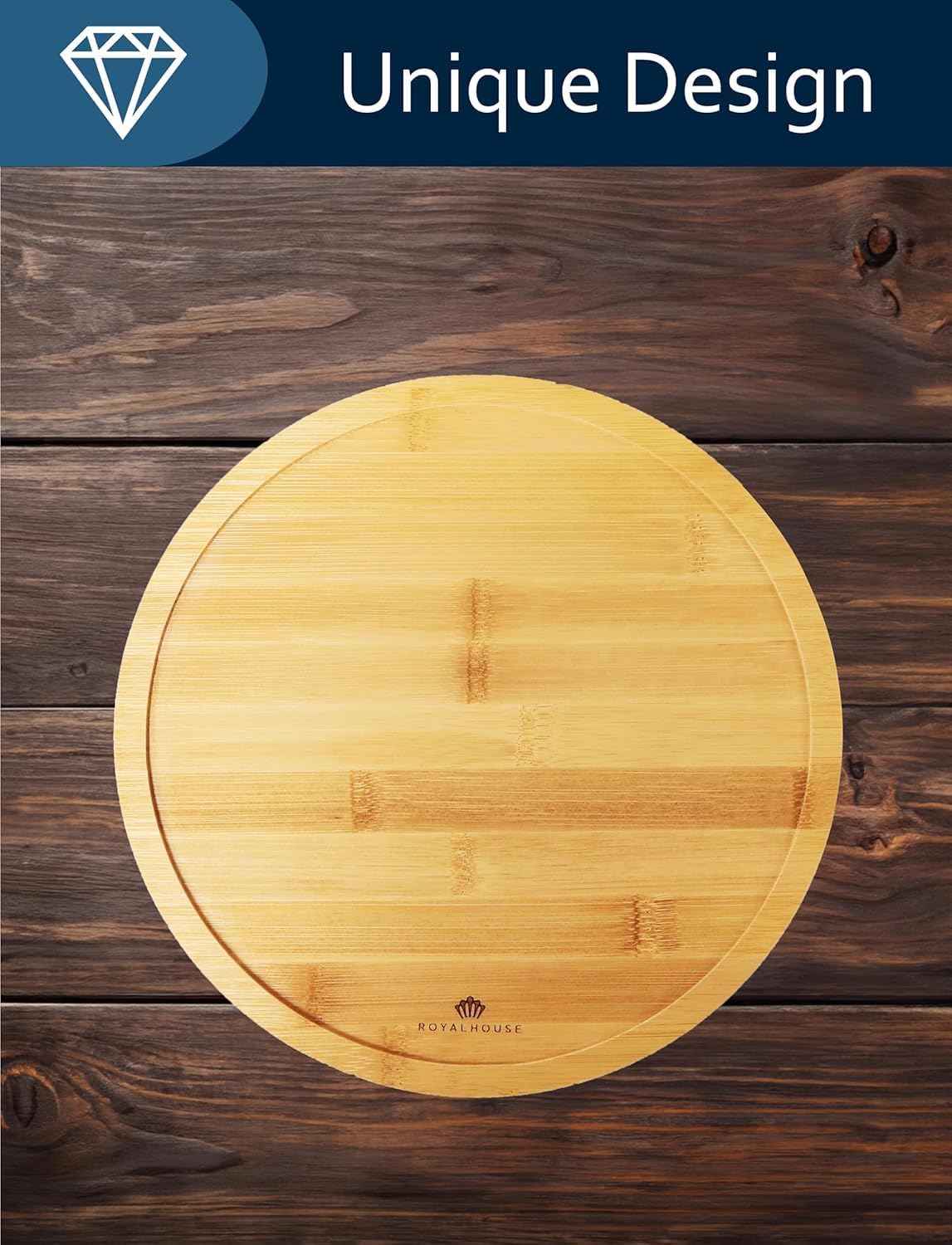 Bamboo Round Cheese Board and 4 Knives Set with Slide-Out Cutlery Drawer | Charcuterie Boards Set - House Warming Gifts New Home, Wedding Gifts for Couple, Bridal Shower Gifts