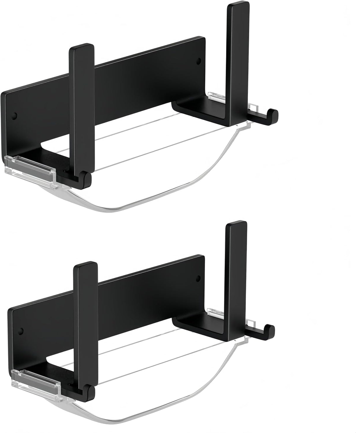 Wall Mounted Pot Lid Rack,Cutting Board Shelf | Adhesive Carbon Steel Pot Cover Storage Rack,with Drain Pan 2 Sets