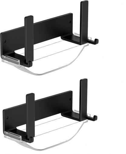 Wall Mounted Pot Lid Rack,Cutting Board Shelf | Adhesive Carbon Steel Pot Cover Storage Rack,with Drain Pan 2 Sets