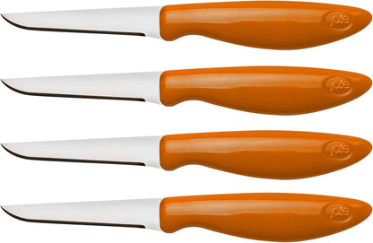 Joie Paring and Garnishing Knives, Set of 4, Stainless Steel, 2.75-Inch Tapered Blade for Maximum Precision, Ergonomic Handle, Colors May Vary