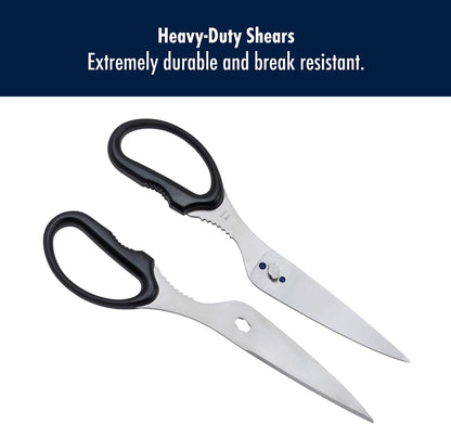 Kitchen Scissors, Micro Serrated Blade Edge, Stainless Steel