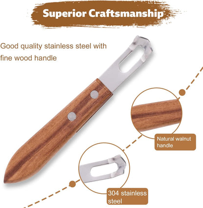 2pcs Lemon Zester Channel Knife, 5.5x0.8in Stainless Steel Wood Citrus Cocktails Peeler Tool Effortless Channel Knife Practical Fruit Peeler Tool for Pomelo Lime Grapefruit Orange Lemon