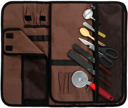 Chef Knife Roll PLUS Knife Guard Set (6-Piece Set) Bundle – Knife Bag Holds 10 Knives, Meat Cleaver and Kitchen Tools – Felt-Lined and BPA Free Knife Sheath Set – Knives Not Included