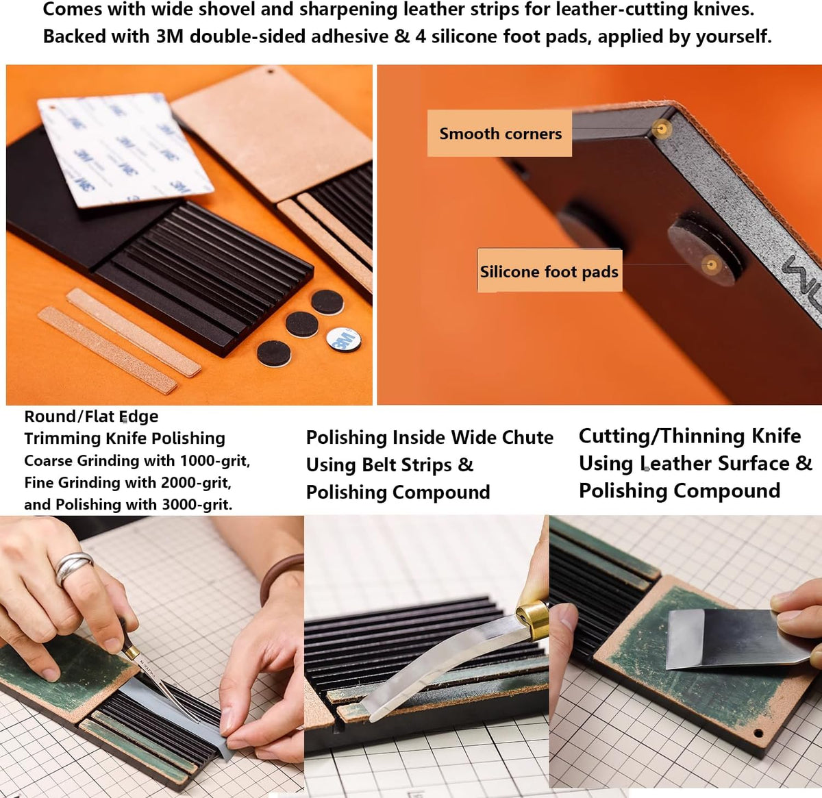 Leather Beveler Sharpen Sharpener Guide for Leather Cutter Head Multifunctional Leather Tools Sharpener Kit Polish Grind Skiving Knife Wider Shovel Cutting DIY Leather Tools