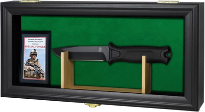 Knife Display Case Collect Pocket Knife Display Stand Military Folding Single Knife Shadow Box Wall Mount Cabinet with Uv Protection Acrylic Lockable Collectibles Knife-Black