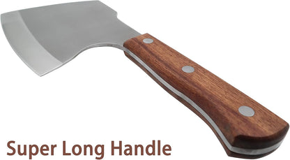 Meat Cleaver, Super Massive Heavy Duty Axe shape Kitchen Knife for Big Bones Beef Bones and Frozen Meat, bones breaker, Full Tang Butcher Knife, Black Wooden Handle
