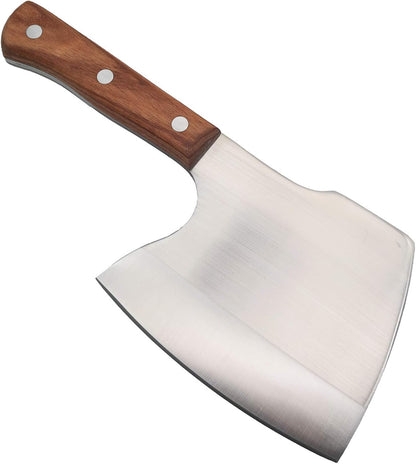 Meat Cleaver, Super Massive Heavy Duty Axe shape Kitchen Knife for Big Bones Beef Bones and Frozen Meat, bones breaker, Full Tang Butcher Knife, Black Wooden Handle