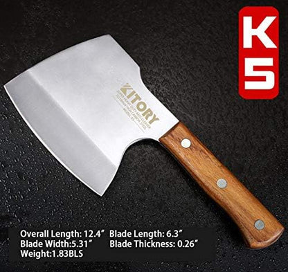 Meat Cleaver, Super Massive Heavy Duty Axe shape Kitchen Knife for Big Bones Beef Bones and Frozen Meat, bones breaker, Full Tang Butcher Knife, Black Wooden Handle