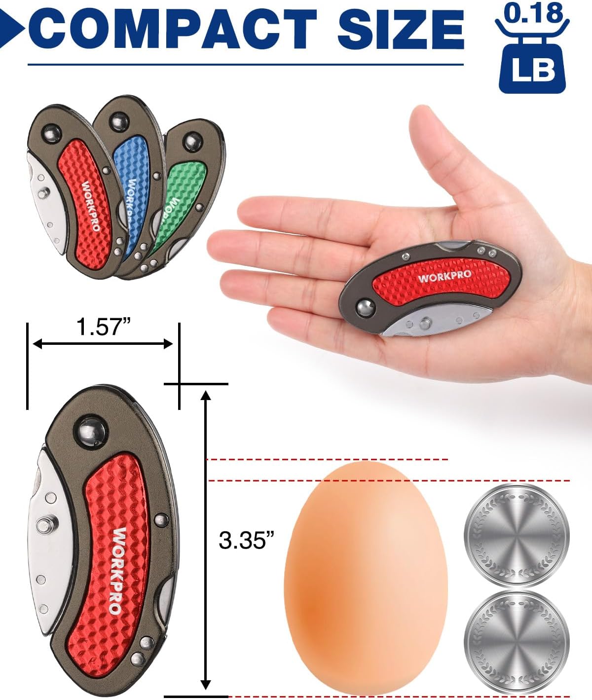 Folding Utility Knife Set | Quick Change Blade, Back-lock Mechanism 3-piece with 10-piece Extra Blades