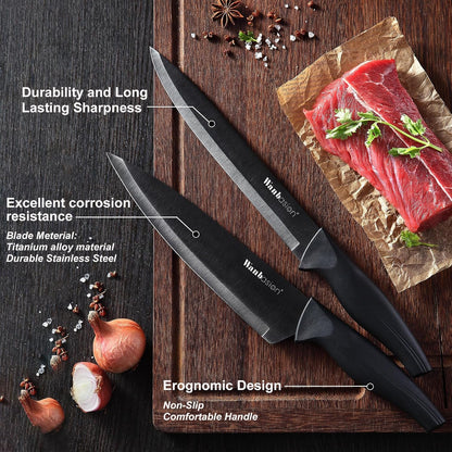 Blue Professional Kitchen Knife Chef Set, Stainless Steel, Dishwasher Safe with Sheathes