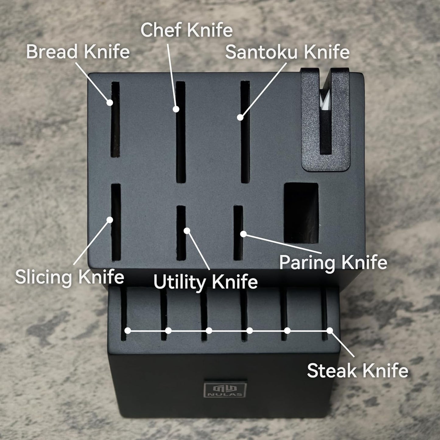 Knife Set, 15-Piece with Block, Self-Sharpening, Dishwasher Safe Kitchen Knife Set & Anti-Slip Handles (Black)
