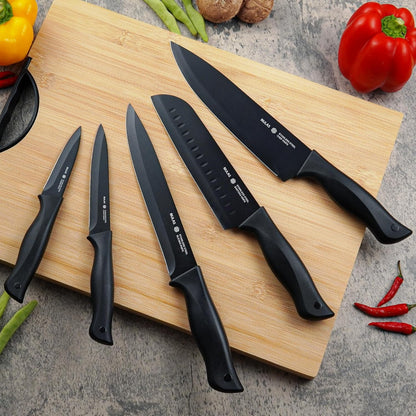 Knife Set, 15-Piece with Block, Self-Sharpening, Dishwasher Safe Kitchen Knife Set & Anti-Slip Handles (Black)