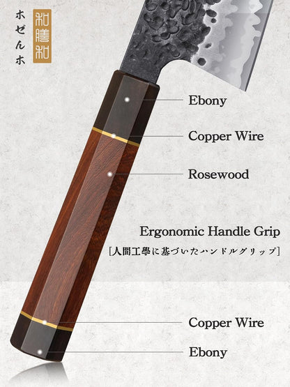 9 Inch Kiritsuke Chef Knife, Japanese Hand Forged 7 Layers VG-10 Steel Kitchen Knife & Magnetic Knife Block 14 x 10 Inches, Double Sided Magnetic Knife Holder Rack for Kitchen Counter