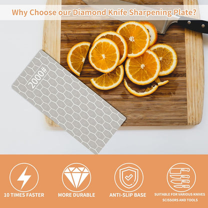 CWOVRS Diamond Sharpening Stones, 5 PCS Diamond Sharpening Plate with Honeycomb Surface for Fast Sharpening – Ideal Sharpening Stone Kit for Knives, Scissors, Outdoor Tools & Kitchen Blades 200-2000#