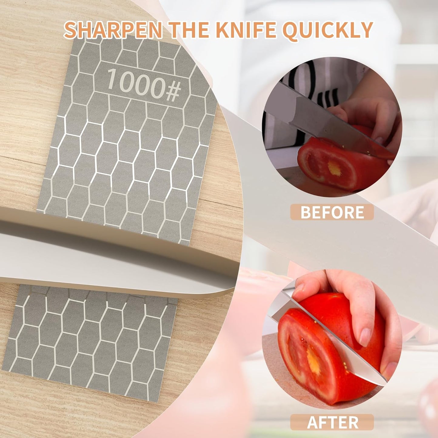 CWOVRS Diamond Sharpening Stones, 5 PCS Diamond Sharpening Plate with Honeycomb Surface for Fast Sharpening – Ideal Sharpening Stone Kit for Knives, Scissors, Outdoor Tools & Kitchen Blades 200-2000#