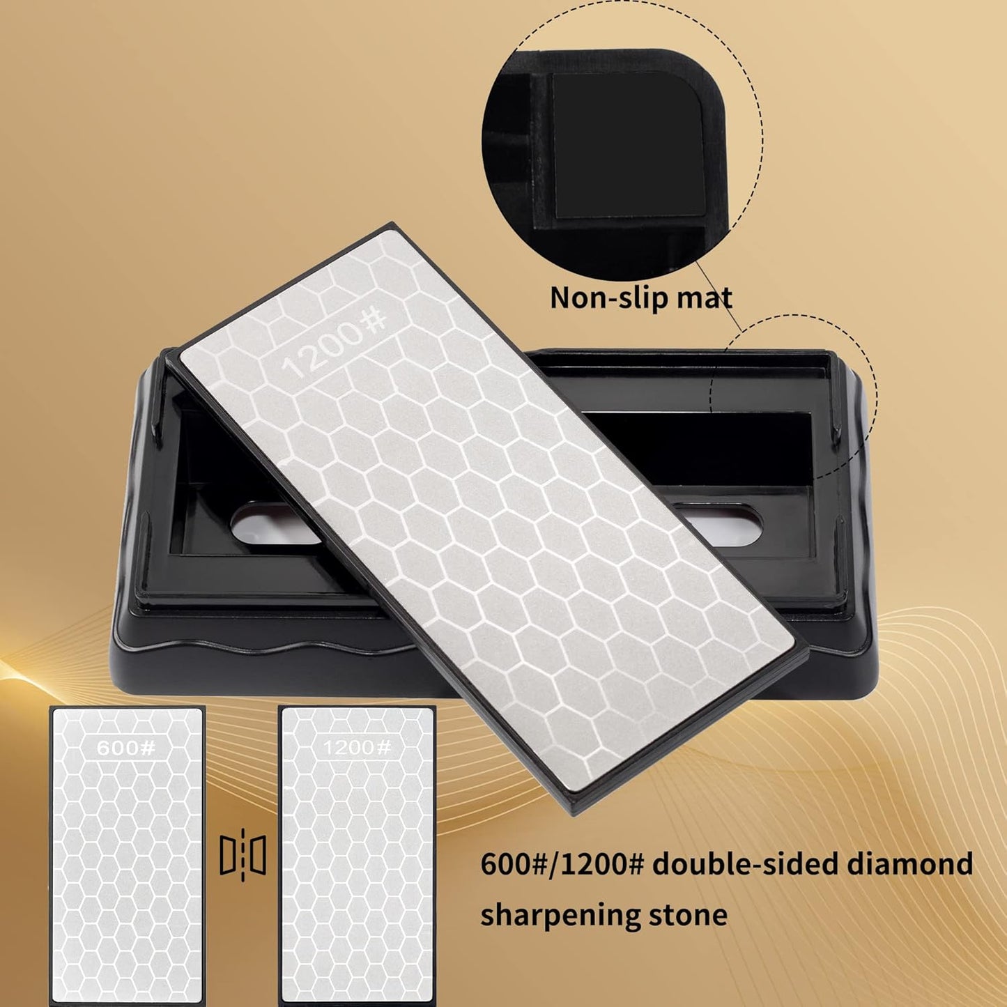 CWOVRS Diamond Sharpening Stones, 5 PCS Diamond Sharpening Plate with Honeycomb Surface for Fast Sharpening – Ideal Sharpening Stone Kit for Knives, Scissors, Outdoor Tools & Kitchen Blades 200-2000#