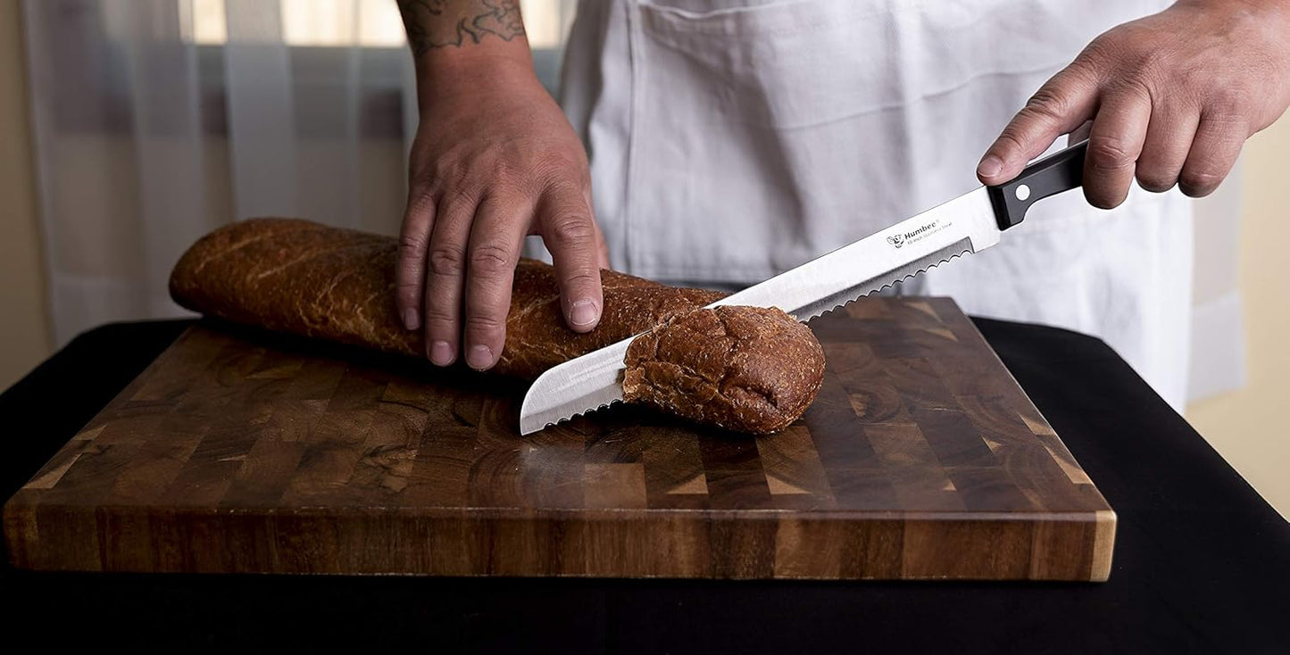 10 Inch Serrated Bread Knife, Premium Stainless Steel Blade with Wave Edge, Full Tang Handle, Razor Sharp Knife for Bread, Durable Professional Kitchen Knife