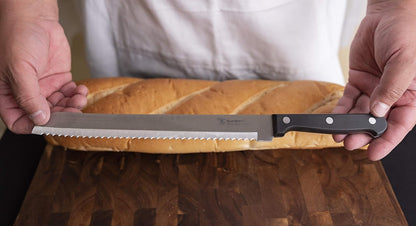 10 Inch Serrated Bread Knife, Premium Stainless Steel Blade with Wave Edge, Full Tang Handle, Razor Sharp Knife for Bread, Durable Professional Kitchen Knife