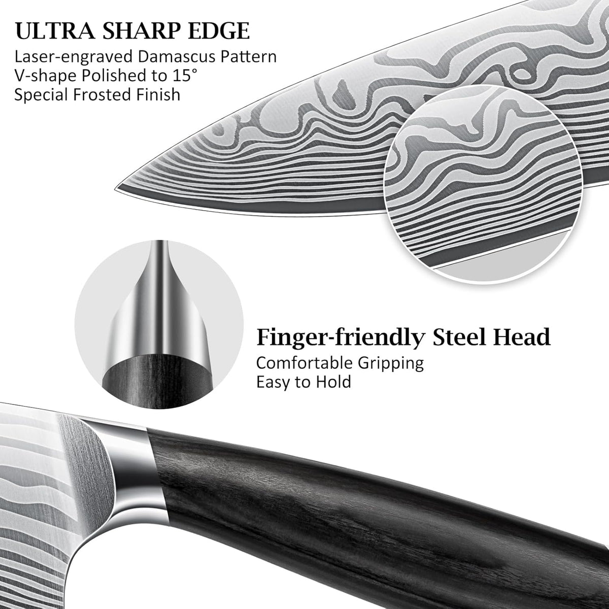 16-Piece Knife Set with Block, Ultra Sharp Kitchen Knife Block Set | High Carbon Powder Steel Chef Knife Set, Professional Kitchen Knives Set with Sharpener and Pakkawood Handle, Elegant Box