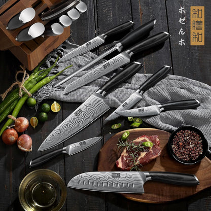 16-Piece Knife Set with Block, Ultra Sharp Kitchen Knife Block Set | High Carbon Powder Steel Chef Knife Set, Professional Kitchen Knives Set with Sharpener and Pakkawood Handle, Elegant Box