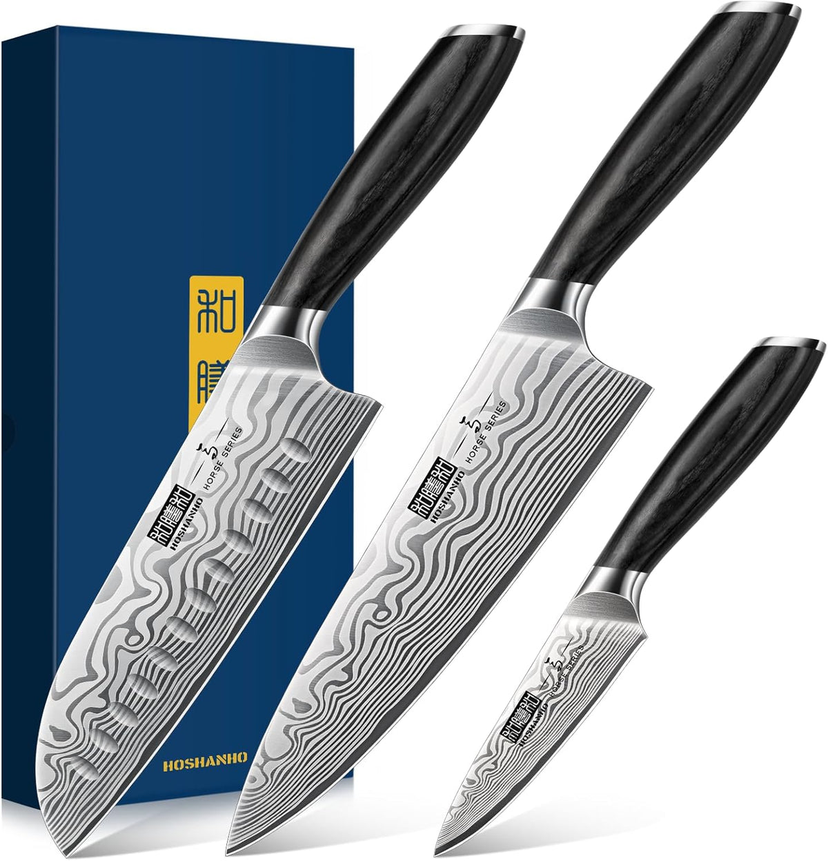 16-Piece Knife Set with Block, Ultra Sharp Kitchen Knife Block Set | High Carbon Powder Steel Chef Knife Set, Professional Kitchen Knives Set with Sharpener and Pakkawood Handle, Elegant Box
