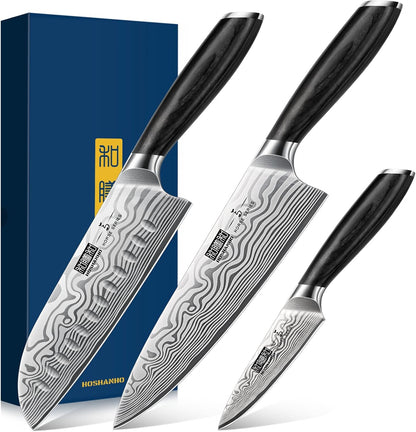 16-Piece Knife Set with Block, Ultra Sharp Kitchen Knife Block Set | High Carbon Powder Steel Chef Knife Set, Professional Kitchen Knives Set with Sharpener and Pakkawood Handle, Elegant Box