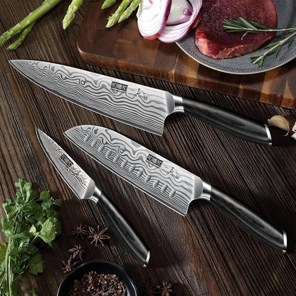 16-Piece Knife Set with Block, Ultra Sharp Kitchen Knife Block Set | High Carbon Powder Steel Chef Knife Set, Professional Kitchen Knives Set with Sharpener and Pakkawood Handle, Elegant Box