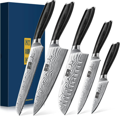 16-Piece Knife Set with Block, Ultra Sharp Kitchen Knife Block Set | High Carbon Powder Steel Chef Knife Set, Professional Kitchen Knives Set with Sharpener and Pakkawood Handle, Elegant Box