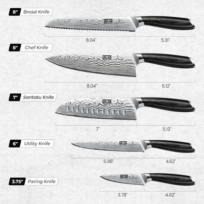 16-Piece Knife Set with Block, Ultra Sharp Kitchen Knife Block Set | High Carbon Powder Steel Chef Knife Set, Professional Kitchen Knives Set with Sharpener and Pakkawood Handle, Elegant Box