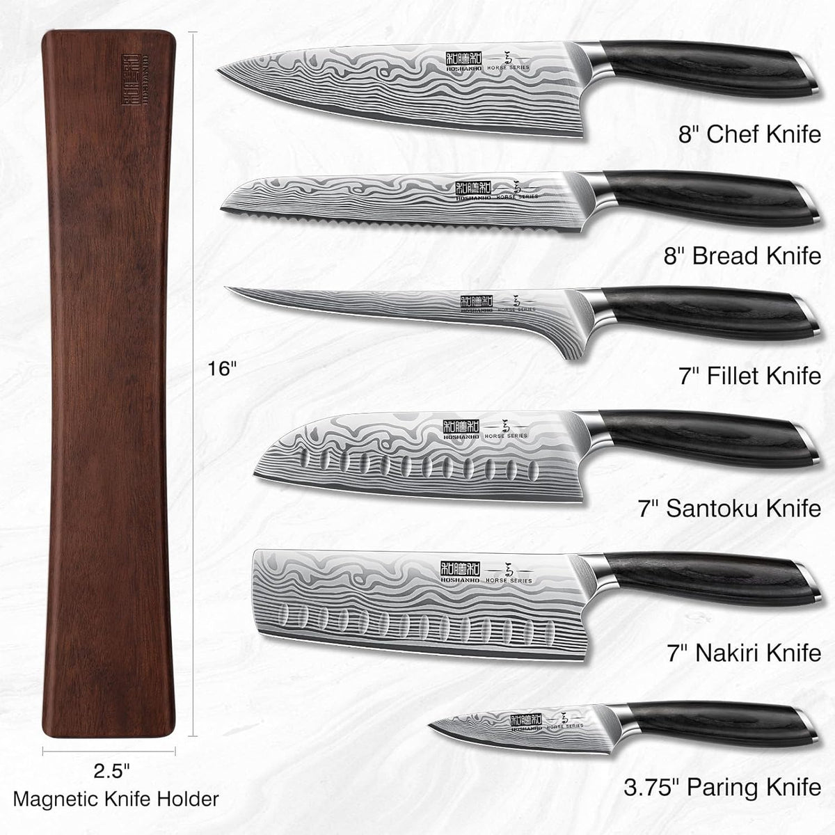 16-Piece Knife Set with Block, Ultra Sharp Kitchen Knife Block Set | High Carbon Powder Steel Chef Knife Set, Professional Kitchen Knives Set with Sharpener and Pakkawood Handle, Elegant Box