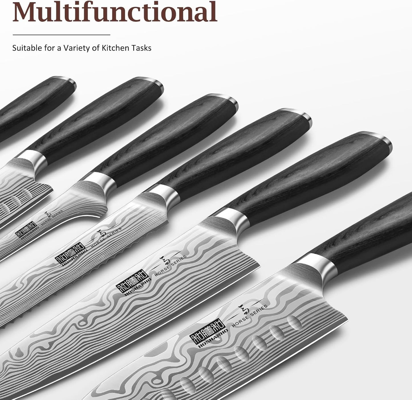 16-Piece Knife Set with Block, Ultra Sharp Kitchen Knife Block Set | High Carbon Powder Steel Chef Knife Set, Professional Kitchen Knives Set with Sharpener and Pakkawood Handle, Elegant Box