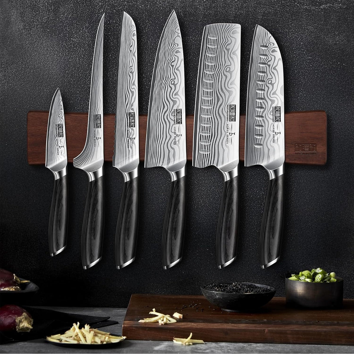 16-Piece Knife Set with Block, Ultra Sharp Kitchen Knife Block Set | High Carbon Powder Steel Chef Knife Set, Professional Kitchen Knives Set with Sharpener and Pakkawood Handle, Elegant Box