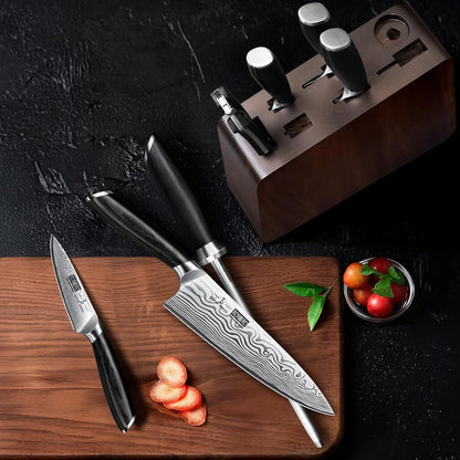 16-Piece Knife Set with Block, Ultra Sharp Kitchen Knife Block Set | High Carbon Powder Steel Chef Knife Set, Professional Kitchen Knives Set with Sharpener and Pakkawood Handle, Elegant Box