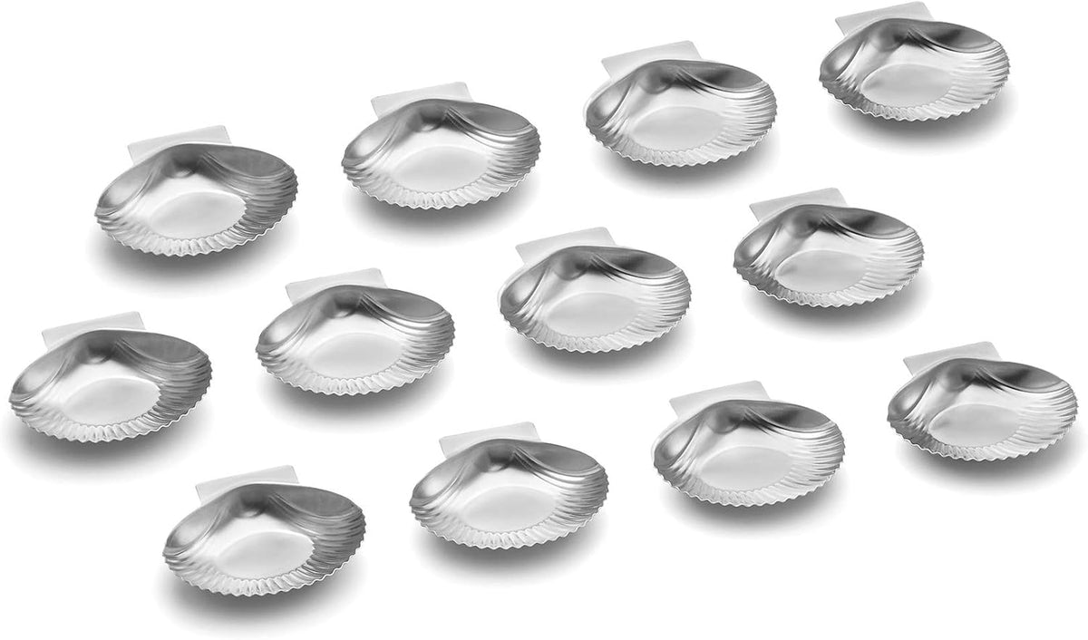 Grillable Shells, Stainless Steel Grillable Oyster Shells, Set of 12