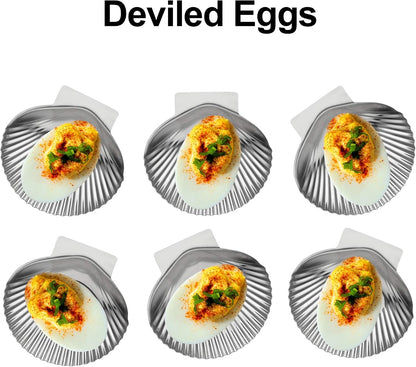 Grillable Shells, Stainless Steel Grillable Oyster Shells, Set of 12