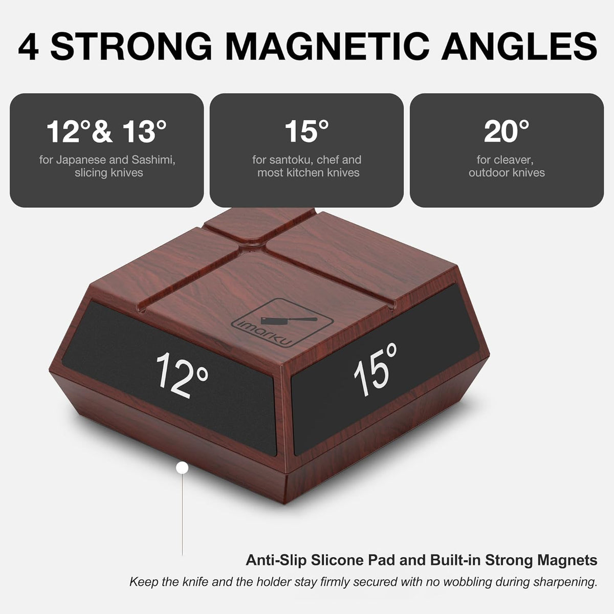 The Innovative Rolling Knife Sharpener - Fast & Safe Knife Sharpening - 4 Magnetic Angles Knife Sharpener Tool for Kitchen Knives - Diamond Rolling Knife Sharpening Kit with 12°/13°/15°/20° Sharpening