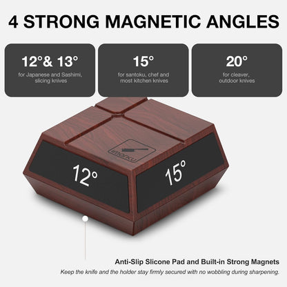 The Innovative Rolling Knife Sharpener - Fast & Safe Knife Sharpening - 4 Magnetic Angles Knife Sharpener Tool for Kitchen Knives - Diamond Rolling Knife Sharpening Kit with 12°/13°/15°/20° Sharpening
