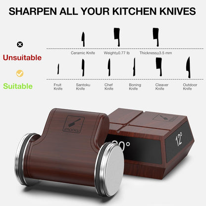 The Innovative Rolling Knife Sharpener - Fast & Safe Knife Sharpening - 4 Magnetic Angles Knife Sharpener Tool for Kitchen Knives - Diamond Rolling Knife Sharpening Kit with 12°/13°/15°/20° Sharpening