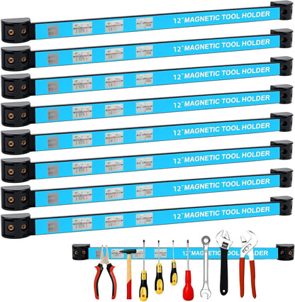 8 PCS Magnetic Tool Holder Strip,Tool Magnet Bar for Garage Organization, Heavy Duty Space Saving Tool Organizer with Mounting Screws for Garage, Workshop, Kitchen (12 inch)