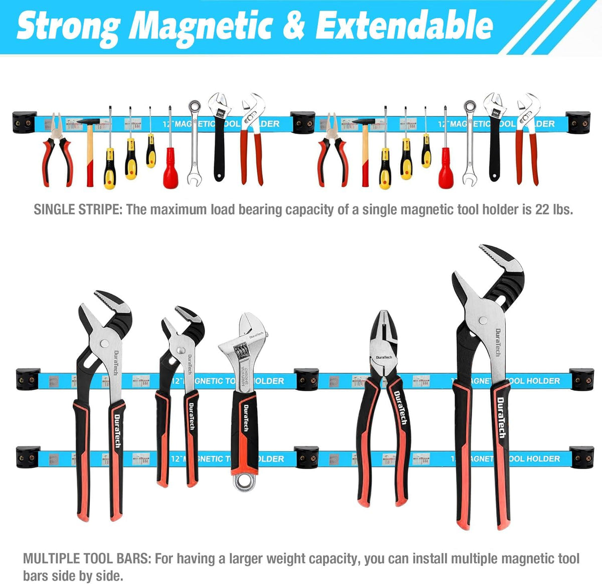 8 PCS Magnetic Tool Holder Strip,Tool Magnet Bar for Garage Organization, Heavy Duty Space Saving Tool Organizer with Mounting Screws for Garage, Workshop, Kitchen (12 inch)