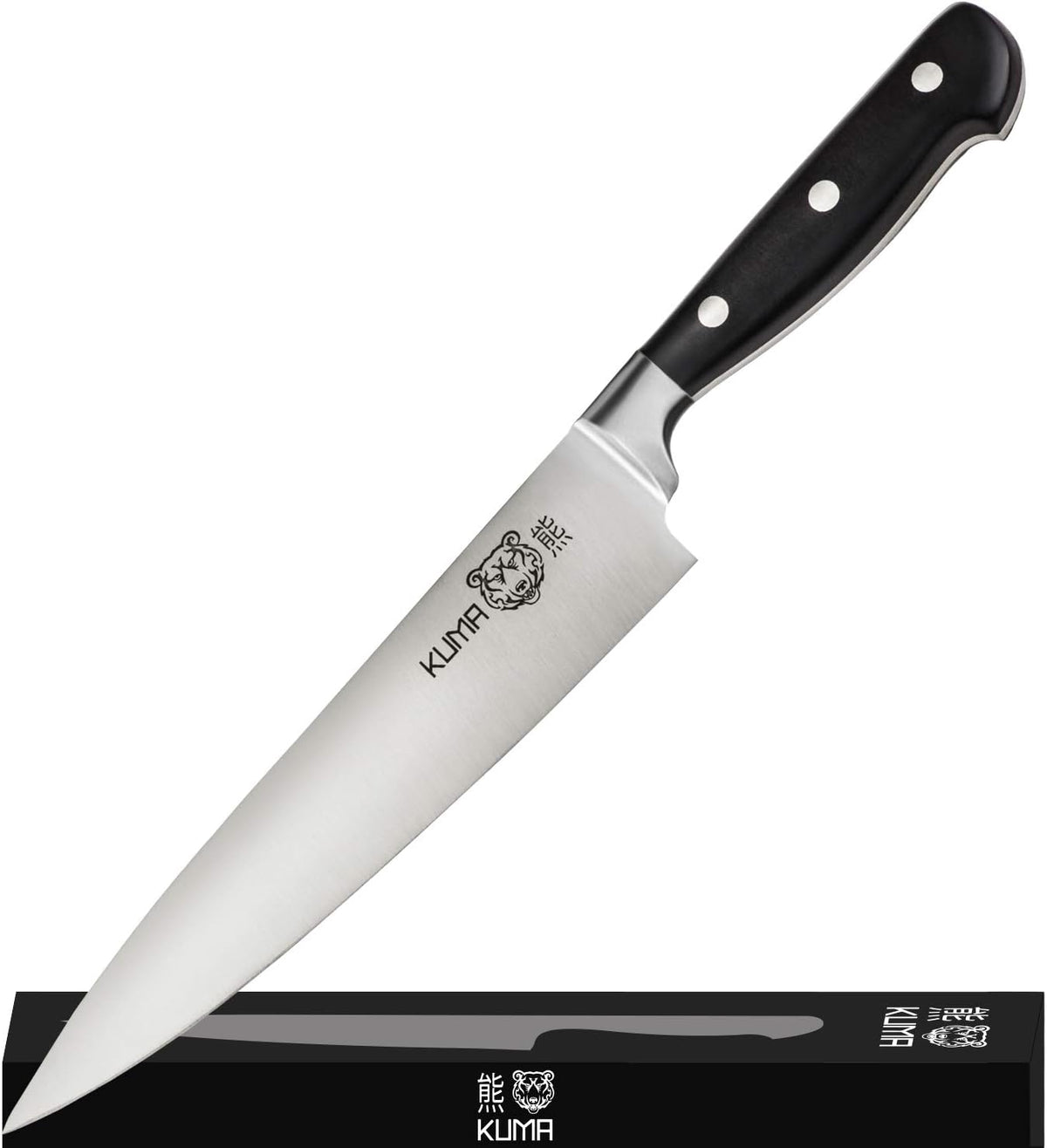 Multi Purpose Chefs Knife - Pro Bolster Edition | 8 Inch Blade for Carving, Slicing & Chopping - Great Ergonomic Handle - Professional Kitchen Knives