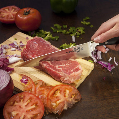 Multi Purpose Chefs Knife - Pro Bolster Edition | 8 Inch Blade for Carving, Slicing & Chopping - Great Ergonomic Handle - Professional Kitchen Knives
