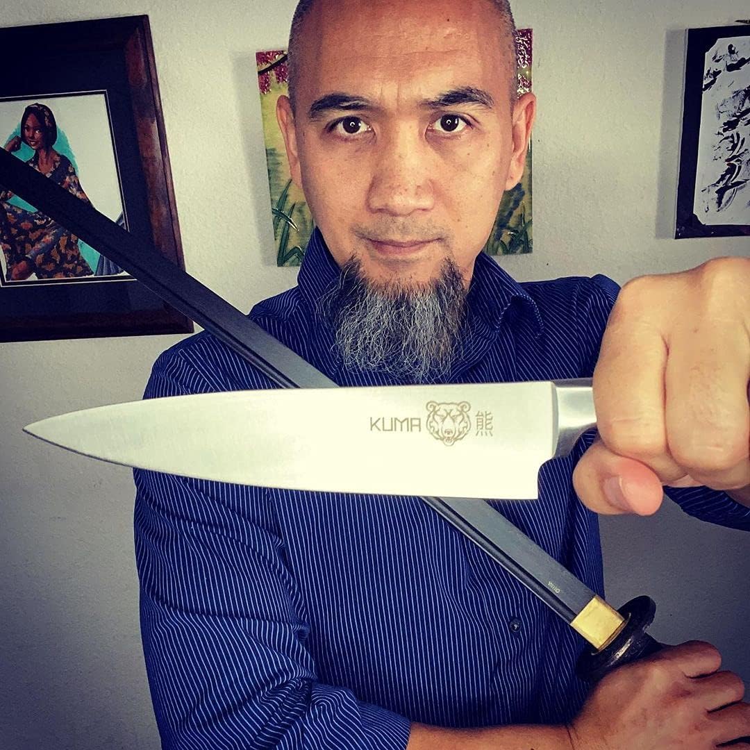 Multi Purpose Chefs Knife - Pro Bolster Edition | 8 Inch Blade for Carving, Slicing & Chopping - Great Ergonomic Handle - Professional Kitchen Knives