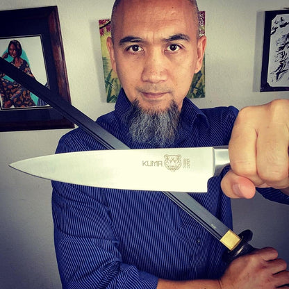 Multi Purpose Chefs Knife - Pro Bolster Edition | 8 Inch Blade for Carving, Slicing & Chopping - Great Ergonomic Handle - Professional Kitchen Knives