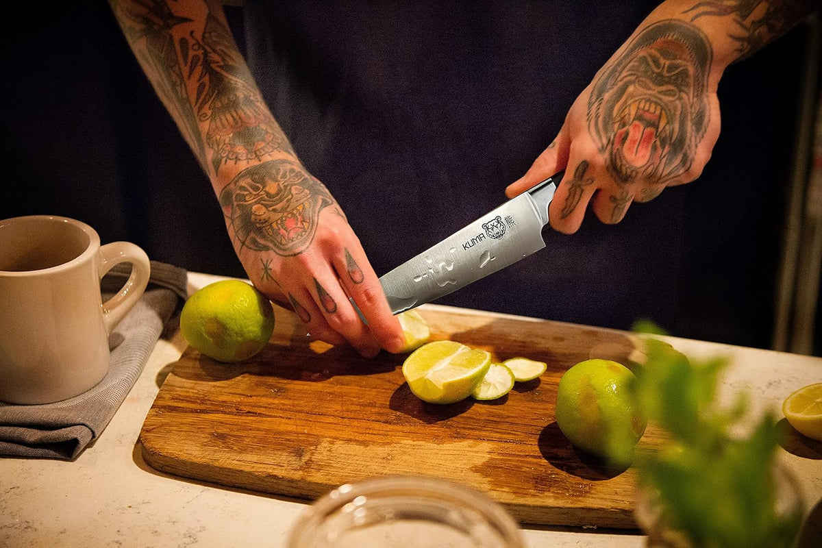 Multi Purpose Chefs Knife - Pro Bolster Edition | 8 Inch Blade for Carving, Slicing & Chopping - Great Ergonomic Handle - Professional Kitchen Knives