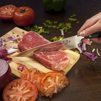 Multi Purpose Chefs Knife - Pro Bolster Edition | 8 Inch Blade for Carving, Slicing & Chopping - Great Ergonomic Handle - Professional Kitchen Knives